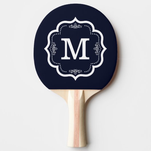 Blue Navy Monogram Tischtennis Schläger (Vorderseite)