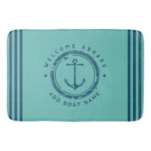Blue Navy Nautic Anchor Yacht Club Schiff Retro Na Badematte
