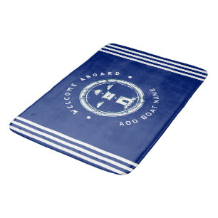 Blue Navy Nautic Anchor Yacht Club Schiff Retro Na Badematte