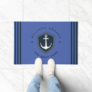 Blue Navy Nautic Anchor Yacht Club Segeln Name Fußmatte