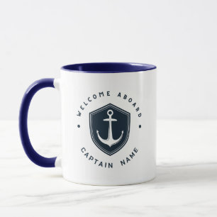 Blue Navy Nautic Anchor Yacht Club Segeln Name Tasse