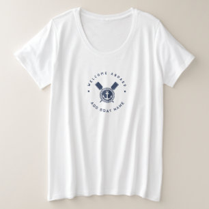 Blue Navy Nautic Anchor Yacht Club Team Nam Große Größe T-Shirt