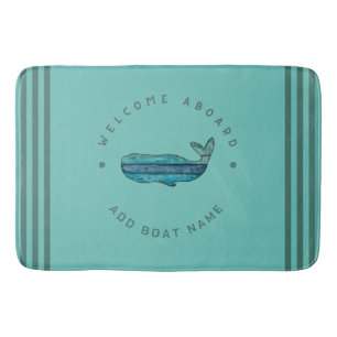 Blue Navy Nautical Anchor Yacht Club segelt Whale Badematte