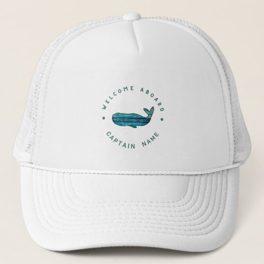 Blue Navy Nautical Anchor Yacht Club segelt Whale Truckerkappe (Vorderseite)