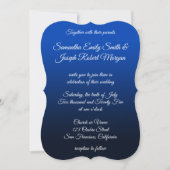 Blue Navy Ombre Elegant Calligraphy Wedding Einladung (Vorderseite)