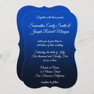 Blue Navy Ombre Elegant Calligraphy Wedding Einladung