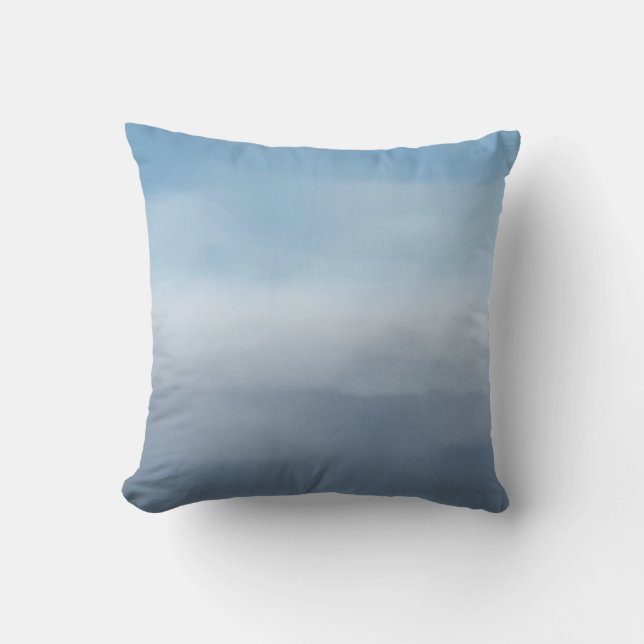 Blue Navy Ombre Watercolor Kissen (Vorderseite)