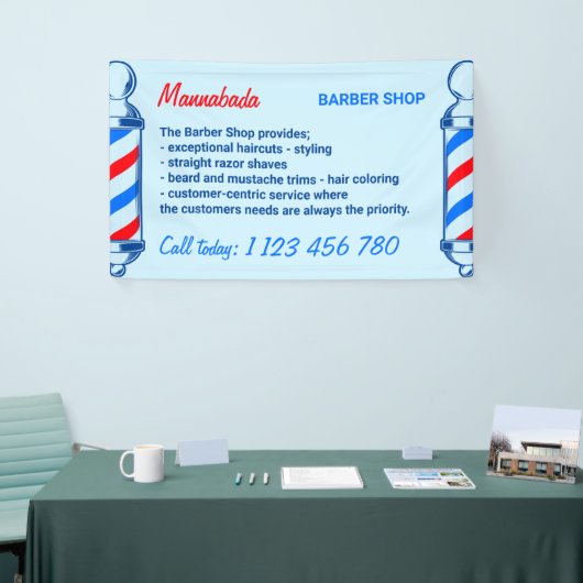 Blue Navy Red Pole Supply Service Barshop Banner (Messeveranstaltung)