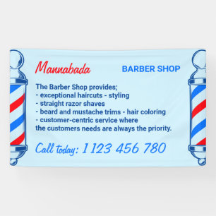 Blue Navy Red Pole Supply Service Barshop Banner