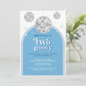 Blue Navy Retro Disco arch Einladung (Stehend Vorderseite)