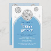 Blue Navy Retro Disco arch Einladung (Vorne/Hinten)