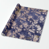Blue Navy Rose Gold Blume Grafit Grungy Shabby Geschenkpapier (Ungerollt)