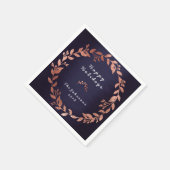 Blue Navy Rose Pink Gold Hochzeitstage Serviette (Ecke)