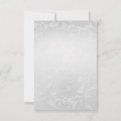 Blue Navy Silver Gray Lace Wedding Floral Einladung (Rückseite)