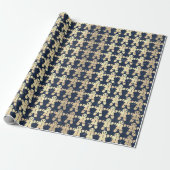 Blue Navy Stars Gold Weihnachtsginger Brot Typ Geschenkpapier (Ungerollt)