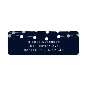Blue Navy String Lights Moderne Hochzeitseinladung