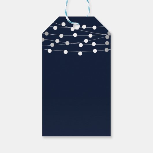 Blue Navy String Lights Moderner Chic Elegante Gef Geschenkanhänger (Rückseite)