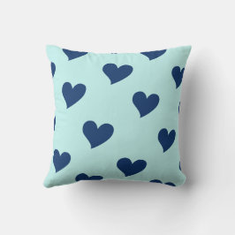 Blue Navy Sweet Cosy Modern Romantic Chic Heart Kissen
