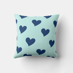 Blue Navy Sweet Cosy Modern Romantic Chic Heart Kissen
