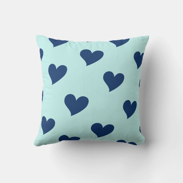 Blue Navy Sweet Cosy Modern Romantic Chic Heart Kissen (Rückseite)
