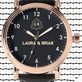 Blue navy Vintage simple Monogram Armbanduhr