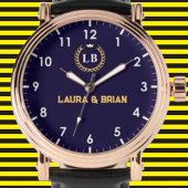 Blue navy Vintage style Monogram Armbanduhr