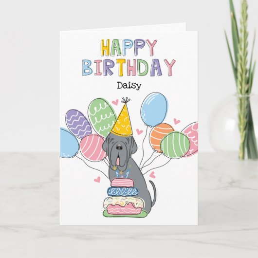 Blue Neapolitan Mastiff Birthday Karte (Vorderseite)
