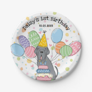 Blue Neapolitan Mastiff Dog Birthday Party Pappteller