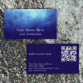 Blue Nebula Custom Text Cool Modern QR Code Visitenkarte