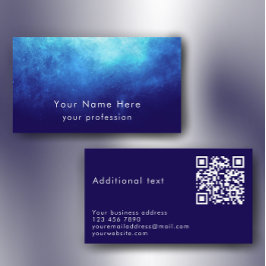 Blue Nebula Custom Text Cool Modern QR Code Visitenkarte