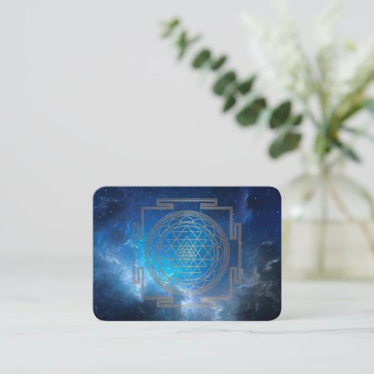 Blue Nebula Sri Yantra - Visitenkarte (Stehend Vorderseite)
