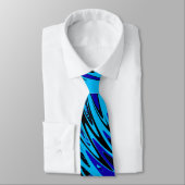 Blue Neck Tie mit schwarz-grün abstraktem Design Krawatte (Gebunden)