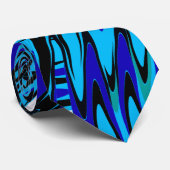 Blue Neck Tie mit schwarz-grün abstraktem Design Krawatte (Gerollt)