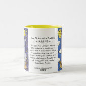 Blue Neko mit Buddha auf Gold Kissen Tasse (Mittel)