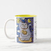 Blue Neko mit Buddha auf Gold Kissen Tasse (Links)