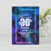 Blue Neon 30. Geburtstag Party Einladung (Stehend Vorderseite)