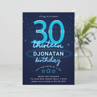 Blue Neon 30. Geburtstag Party Lasst uns verrückt Einladung