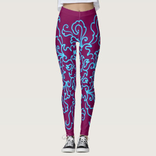 Blue Neon Abstrakt Line Kunst, Dichtung und Musik Leggings
