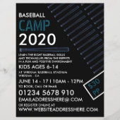 Blue Neon Baseball Bat, Baseball Camp Werbung Flyer (Vorne)