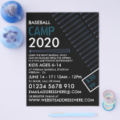Blue Neon Baseball Bat, Baseball Camp Werbung Flyer (Einzeln)