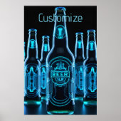 Blue Neon Beer Flaschen Poster (Vorne)