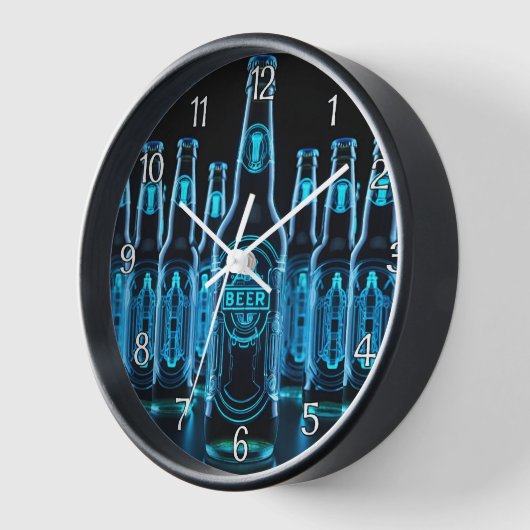 Blue Neon Beer Flaschen Uhr (Winkel)