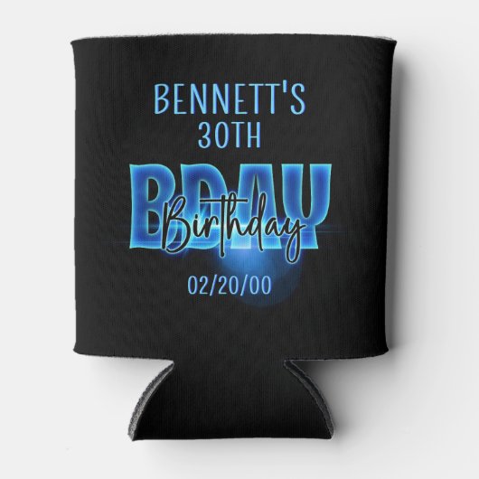 Blue Neon Birthday Dosenkühler (Vorderseite)