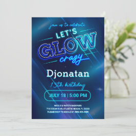 Blue Neon Birthday Party Einladungskarte Einladung