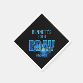 Blue Neon Birthday Serviette