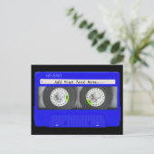 Blue Neon Cassette Tape Postkarte (Stehend Vorderseite)