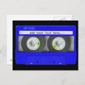Blue Neon Cassette Tape Postkarte (Vorne/Hinten)