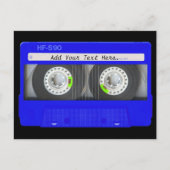 Blue Neon Cassette Tape Postkarte (Vorderseite)