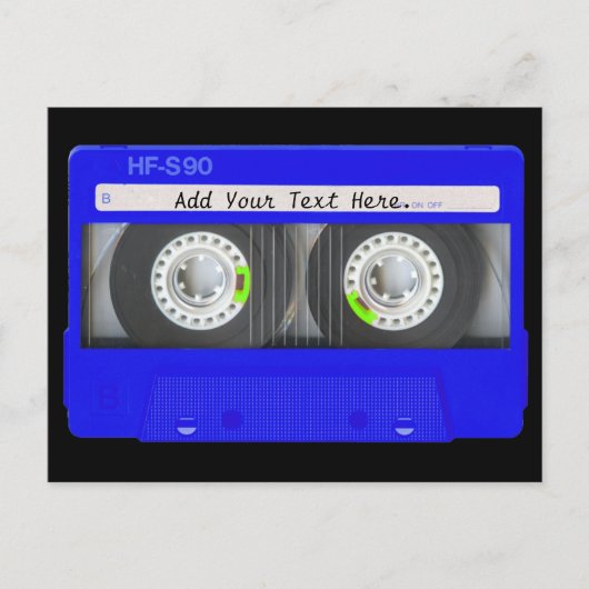 Blue Neon Cassette Tape Postkarte (Vorderseite)