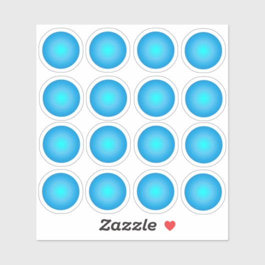 Blue Neon Circle 16 Aufkleber-Set Aufkleber (Blatt)